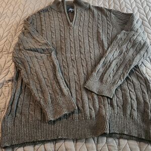 croft & barrow Dark Grey Cable-Knit Zip Pullover